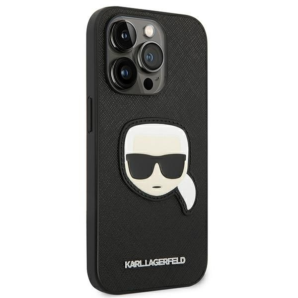 Etui KARL LAGERFELD Apple iPhone 14 Pro Max Saffiano Karl`s Head Patch Czarny Hardcase